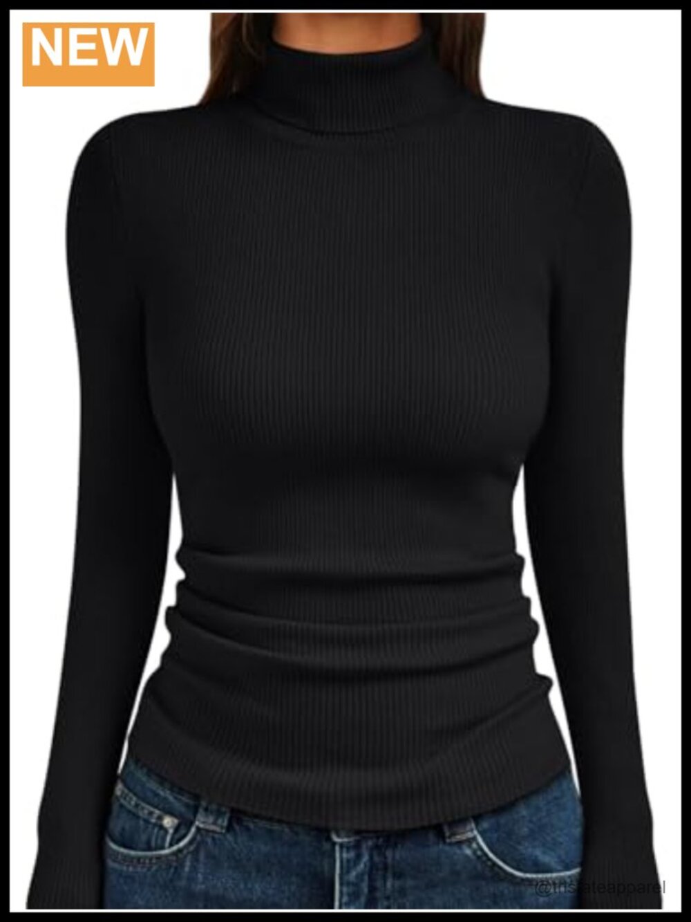 Turtleneck Ribbed Sweater Pullover Long Sleeve Lightweight Winter Top - Picture 1 of 5